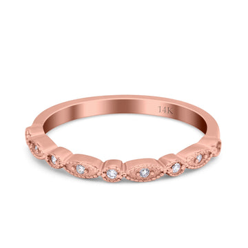 14K Rose Gold Half Eternity Round Ring Wedding Engagement Band Simulated CZ Size 7